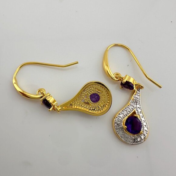 Pretty Teardrop Purple African Amethyst Earrings - Picture 10 of 16